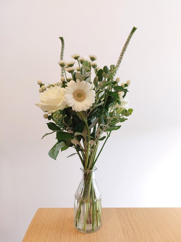 A beautiful posy of white flowers for a tennis event